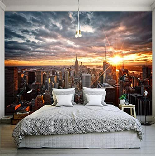Fototapete 3D Effekt Tapete Städte & Skylines Größe:W200CMxH175CM Vliestapete 3D Tapeten Wanddeko Wandbilder Wohnzimmer