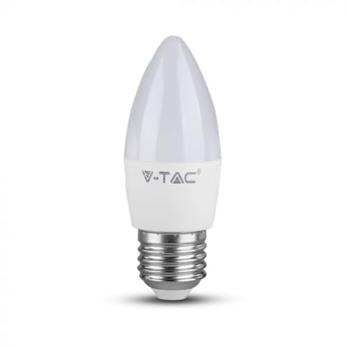 V-TAC 4.5W LED Bulbs With Bayonet Cap | Warm White 3000K | E27 Standard Holder | Candle Bulb | Light bulb | Non Dimmable & Energy-Saving | 40W Equivalent | Thermoplastic Body | Screw bulb | Pack of 10