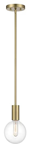 Savoy House 7-3075-1-322 Wright Modern Vintage Clear Glass Orb Mini-Pendant, 1-Light 60 Watt, 10 H x 6 W, Warm Brass