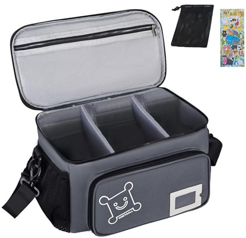 ONETOALL Tasche für Toniebox, Tonies Transporter Hörfiguren, Tragetasche für Toniebox Tonies mit Kordelzug Organizer, Aufkleber und Schultergurt, groß gepolstert für unterwegs im Urlaub Autofahrten