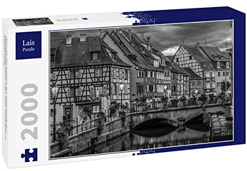 Lais Jigsaw Puzzle Old town of Colmar, capital of Alsatian wine, Haut-Rhin, France in black and white 2000 pieces