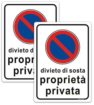 2pz Cartelli Divieto di Sosta,Yuntarda 30x20CM Cartelli Proprietà Privata in Alluminio Durevole Resistente Protezione UV Facile da installare