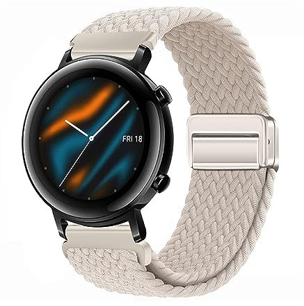 Nylon Armband für Huawei Watch GT2 42MM/GT 42MM Armband Magnetisch 20MM Armbänder Ersatzarmband Solo Loop Elastisches Verstellbares Armband mit Huawei Watch GT 2 42MM/ Watch GT 42MM (A,20MM)