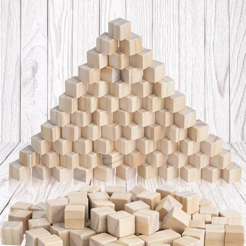 300 Stück Holzwürfel 10 mm Holzklötze Holzklötzchen zum Basteln Natur Holzwürfel Blanko DIY Holzblöcke Bastelwürfel zum Lernen Für Malen Bastel Dekoration (10mm)