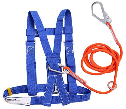 LaMcan Halber Körper Sicherheitsgurt für Klettern, Fallschutz, 5 m Gurtband mit Karabiner aus CE-Legierung für Bergsteigen und Happy Gift Erinnerung