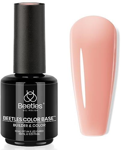 Beetles 15 ml UV Nagellack Farbe Unterlack, 3 in 1 Erröten Rose Gummi Unterlack Uv LED Lampe Erforderlich Color Base Coat Nacktes Rosa UV Gel Nagellack für Nägel