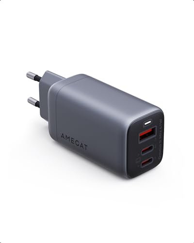 AMEGAT USB C Ladegerät Omnia II 67W USB C Netzteil 3-Port Schnellladegerät PD GaN Charger PPS kompatibel mit MacBook Pro/Air, iPhone 15 Pro Max/15/14 Pro Max/14 Pro/13, iPad Pro, Galaxy S24/S23/S22