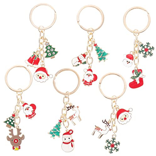 Didiseaon 12pcs Christmas Elk Santa Keychain Purse Key Ring Safe Materials Christmas