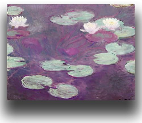 OKRA Monet Leinwand-Kunstdruck – Seerosen-Poster – Landschafts-Ölgemälde-Druck – Impressionismus, Blumen, Bild, moderne Wohnkultur für Schlafzimmer, Badezimmer, Büro, ungerahmt (30 × 40 cm)