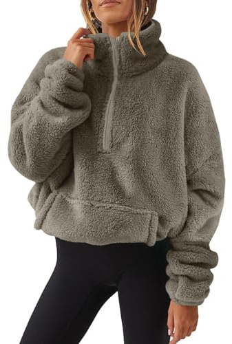 KONG JIMFAN Strickjacke Damen Lang Felljacke Übergangsjacke Rot Mantel Hoodies Fleecejacke Motorrad Jacke Strickjacken Für Damen(Dunkelgrau,M)