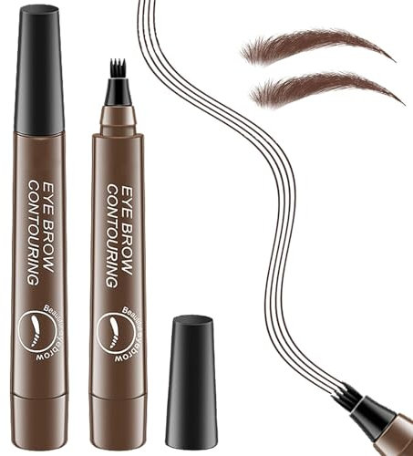 4 Point Eyebrow Pencil, Flüssiger Augenbrauenstift 4-Punkte-Augenbrauenstift, Wasserfest Schnell Trocknend und Langlebig, Natürlich Aussehende, Augenbrauenstift für Einsteiger und Profis, Dunkelbraun