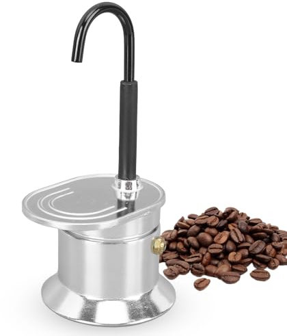 Otufan Moka Pot de un solo tubo, 1 taza de 50 ml con boquilla de aleación de aluminio para estufa, cafetera italiana para fiestas al aire libre y viajes, OTUFAN6AHW452XTQ