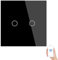 LLVE Wifi Smart Double Light Switch Work with Ewelink, Smart Assistant,Black Touch Light Switch(Neutral Wire NOT Needed),Tempered Glass Panel with LED Backlight, 2-Gang 1-Way, 240V AC/300W