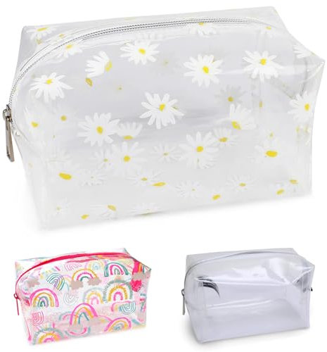 Fashionstationery.com Trousse à crayons tendance pour filles et enfants - Rose transparent - Cœurs arc-en-ciel - Léopard - Trousse de maquillage - Sac de voyage, claire, Trousse à crayons