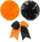 Theaque Cheerleader Pompons und Große Cheerleader Haarschleife für Mädchen 12 Zoll Metallic Cheerleader Pompons für Sport, Teamgeist, Anfeuerung (Orange und Schwarz)