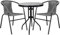 Salon de Jardin 2 Personnes – Table Ronde Ø60 cm en Verre trempé + 2 chaises en polyrotin – Ensemble Balcon résistant aux intempéries pour terrasse ou Petit Espace extérieur SPRINGOS