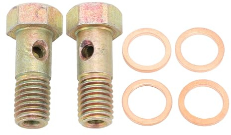 Paar M10x1,5 Hohlschraubensatz für Bremsschlauch-Bremssattel, Edelstahl-Bremsleitungsschlauchschrauben mit Quetschscheiben. Robust und Langlebig für eine Sichere Verbindung des