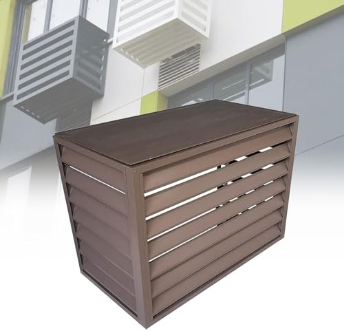 Air conditioning cover protective grille, outdoor air conditioning cover, for air conditioning systems and heat pumps, privacy screen, fences, air conditioning cover, aluminum,Brown-2-3p-FlatRoof