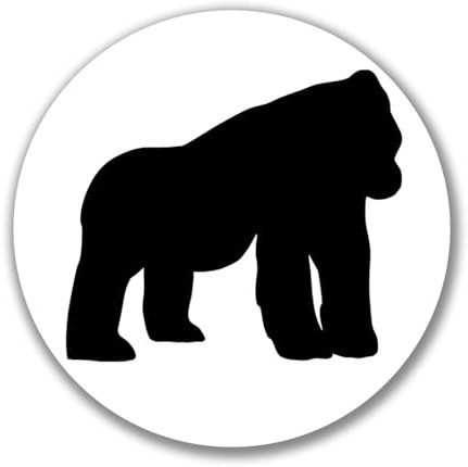 Huuraa Aufkleber Gorilla Silhouette Sticker Größe 10cm mit Motiv für Affen Fans Geschenk Idee für Freunde und Familie