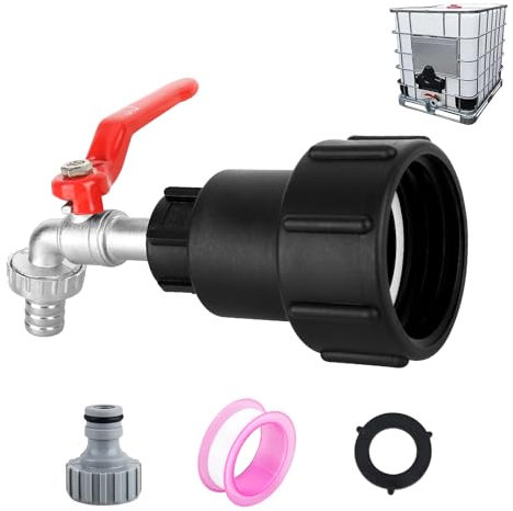 XCDMJ Robinet Cuve 1000L S60X6 IBC Raccord Robinet avec raccord de tuyau 1/2Adaptateur de Réservoir en Alliage d'aluminium Robinet de Jardin avec Adaptateur en Plastique,pour d'adaptateur de Cuve