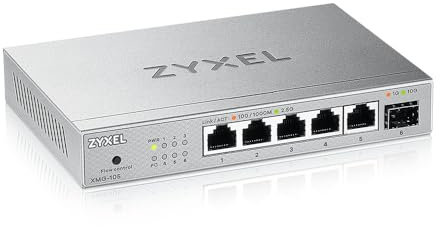 Zyxel Commutateur à 5 Ports 2.5G Multi-Gig Non Administrable | 1 x 10G SFP+ | Montage sur Bureau/Mur [XMG-105]
