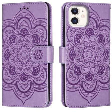 shingtomua Wallet Case for iPhone 12 Mini, Card Holder, Purple | Wallet Case with Card Holder and Stand, Magnetic Closure, Flip Folio, Soft PU Leather, Shockproof