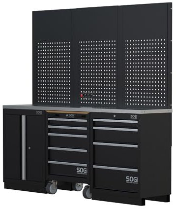 Sogi ARR-OFF-2040-A Arredamento modulare per officina e garage - piano in acciaio - 2040x466x2000 mm