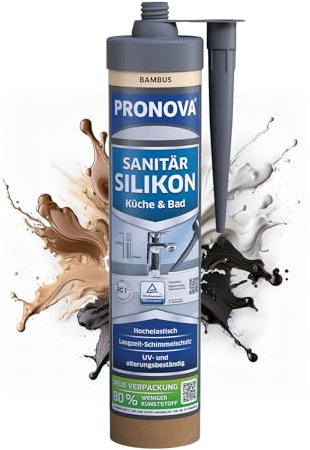 Pronova Premium Sanitär Silikon - Sanitär Bad Küche Schimmelresistent wasserdicht umweltfreundliche Kartusche 280ml (1, Bambus)