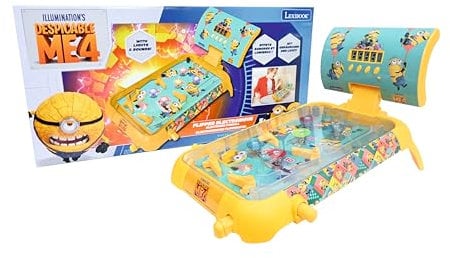 Lexibook, Ich- Einfach unverbesserlich, Elektronischer Tischflipper, Action-und Reflexspiel für Kinder und die ganze Familie, LCD-Bildschirm, Licht-und Soundeffekte, Gelb/Blau, JG610DES