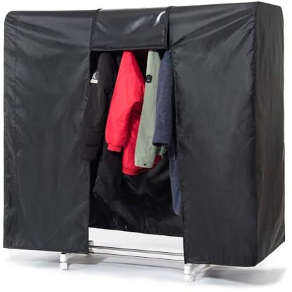 Housse de protection portable pour porte-vêtements avec 2 fermetures éclair durables - Noir - 150 x 50 x 132 cm