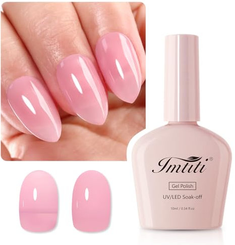 Imtiti Smalto Semipermanente Unghie Trasparente, Rosa Trasparente Smalti Semipermanenti Per Unghie UV Led Soak Off Primavera Estate Smalto Gel Unghie UV Gel Nail Polish 10ml
