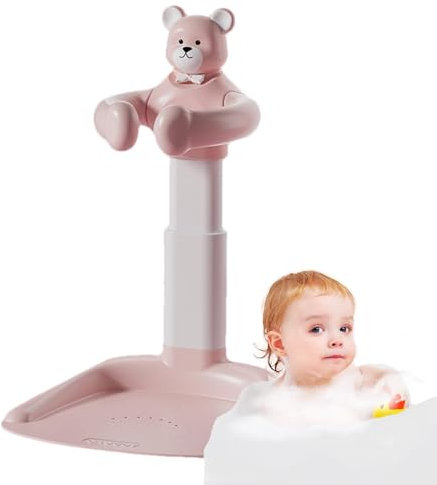 Soporte de baño para bebé, soporte de baño de pie, torre de ducha ajustable para niños, asas prácticas, experiencia de baño cómoda, abdominales para bebés de 6 a 36 meses
