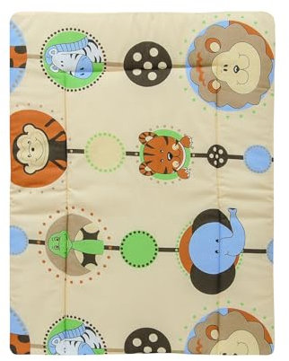 Baby Delux Wickelauflage Wickelunterlage 60x75 cm 75x70 cm weiche Wickeltischauflage Baumwolle wasserdicht waschbar (Zoo beige, 75x70)