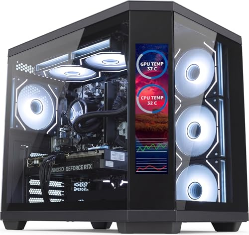 ionz Gaming Desktop PC, Ryzen 7 7700X, Radeon RX 9070 XT, 32GB DDRR5 RAM, 1TB NVMe SSD, 240mm AIO, Windows 11, 800W 80+ PSU (Apex Vision, Black)