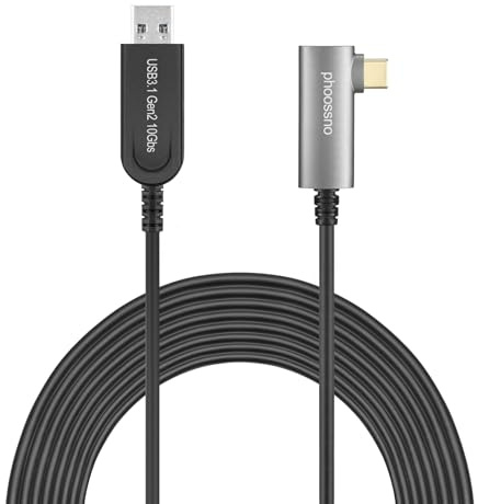phoossno USB A zu C Glasfaserkabel USB 3.1 Typ C Kabel 10Gbps 15M right Kompatibel mit Microsoft Azure Logitech Kamera Aver & Vaddio & Barco ClickShare Touchscreen Kinect Intel RealSense