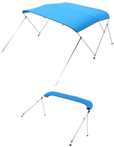 VEVOR Toldo Bimini para Barco de 3 Arcos, Poliéster 600D con Estructura de Aleación de Aluminio, Impermeable, Protección Solar, con Bolsa de Almacenamiento, 182 x 199-213 x 117 cm, Azul Pacífico
