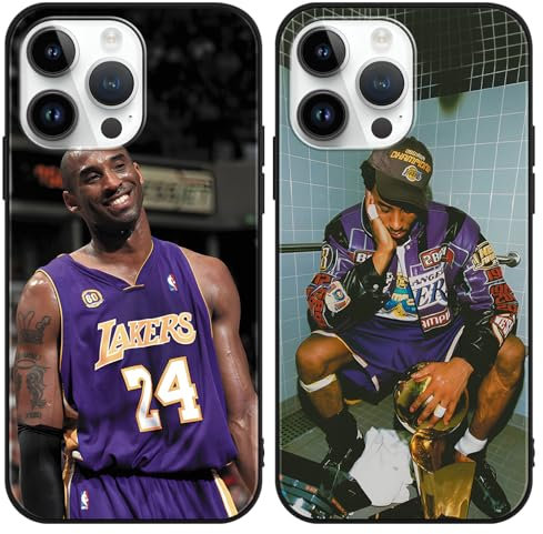 Yimctoie 2 Stück Handyhülle für iPhone 11 Hülle 6.1, Basketball Player Star 24 Design Cool Mode Muster mit TPU Silikon Weich Stoßfest Schutzhülle Stoßfest Anti-Rutsch Schwarz Cover für Fans, Trophäe