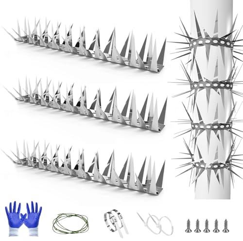 Marderabwehr,Taubenabwehr,Vogelabwehr-Spikes,Marderschreck für Fallrohr,Balkon,Dachrinne,zum Vertreiben von Eichhörnchen,Waschbären,Katzen,Verschlungene Dornen – optimaler Schutz(200 cm/6Abschn)