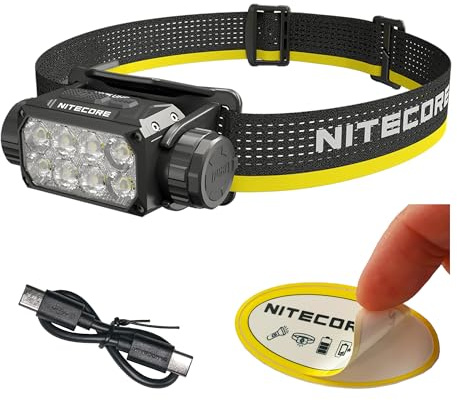 Nitecore HC75 UHE 3000 Lumen USB-C Wiederaufladbare Zoombare Arbeitsscheinwerfer, weiße und rote Strahlen für industrielle Arbeit, Nachtcamping, Wandern und Jagd, einstellbarer Fokus mit Flutlicht und