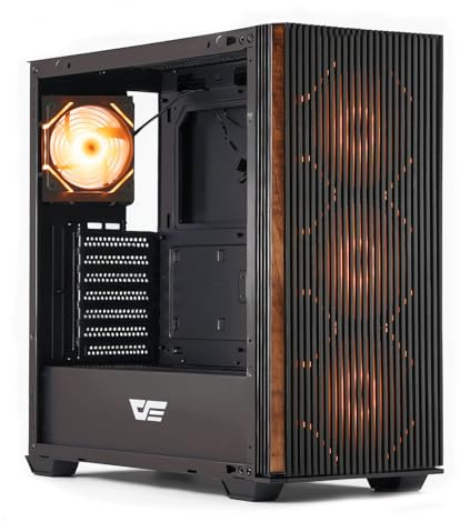 darkFlash DS900WS(2025) Case PC ATX, vero legno di noce, flusso d'aria elevato, ventole ARGB PWM 4x120mm preinstallate, case PC da gioco Mid-Tower, porta di tipo C, AIO fino a 360mm (Nero)