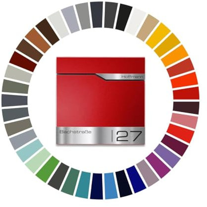 Metzler Briefkasten in Wunschfarbe mit Sichtfenster und Zeitungsfach – Wandbriefkasten mit Namensschild aus Edelstahl personalisiert mit Laser Gravur – Postkasten wasserdicht mit Fenster | Siebert SF