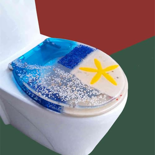 Soft Close Toilet Seat, Resin Toilet Seat with Cover 42x36cm for Semi-Enclosed Toilet(Style-3)