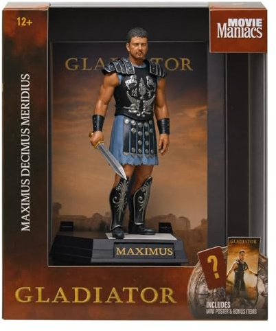 McFarlane Toys Movie Maniacs Gladiator Maximus Decimus Meridius Figurine posée avec Toile de Fond scénique, Base d'affichage et Certificat 15,2 cm
