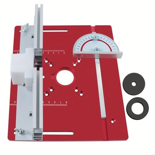 Mesa de aluminio para fresadora de carpintería, placa de inserción eléctrica de fresado de madera, 240 x 200 x 5 mm, compatible con metales blandos y madera (rojo)