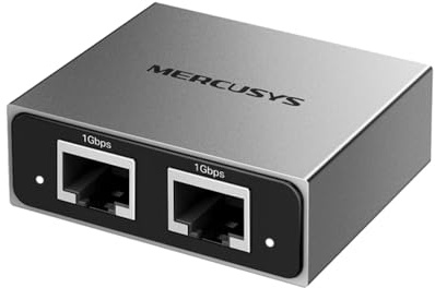 MERCUSYS MEH25 Sdoppiatore Ethernet Gigabit, Velocità Gigabit 1000 Mbps da 1 a 2, Compatibile con Cavi Ethernet di Cat 8/7/6/5e/5, Involucro in Leghe di Alluminio, Plug&Play