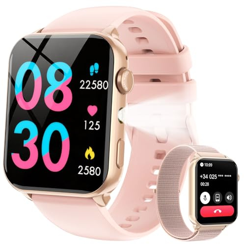 Baolubao Smart Watch for Women,1.91 HD Fitness Watch with LED Flashlight, Bluetooth Notifications/Make Calls, Heart Rate/Sleep Monitor/2 Straps, Waterproof Fitness Tracker for Android iOS
