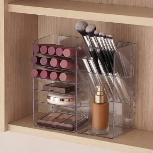 PAVSTINE 2-Set Schminktisch Organizer, Spiegelschrank Organizer | Offen Gesichtsmasken-Aufbewahrungsbox für Sheet-Masken und Hautpflegeprodukte, Make Up Organizers für Vanity, Badezimmer