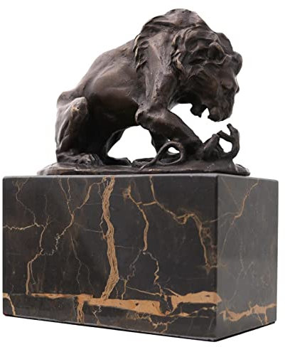 aubaho Skulptur Löwe Schlange Antik-Stil Bronzeskulptur Bronze Figur Statue 15cm