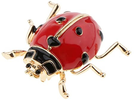 Baoblaze Broches pour Femme, Broche Vintage, émail Cristal Insecte Coccinelle Broche en Alliage pour Le Costume De Vêtements, Les Chapeaux, L'écharpe, Les Beatles, Les Sacs - Rouge