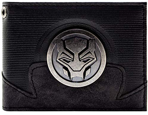 Black Panther Costume Gaufré Emblème Panthère Métal Portefeuille Bi-Fold ID & Porte-Carte, Noir